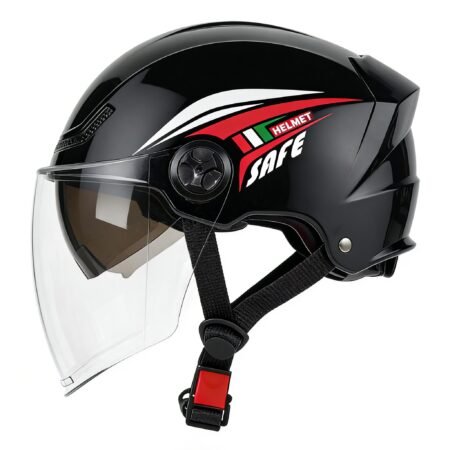 Casco VRECASE negro de verano con visera antirreflejos de doble capa