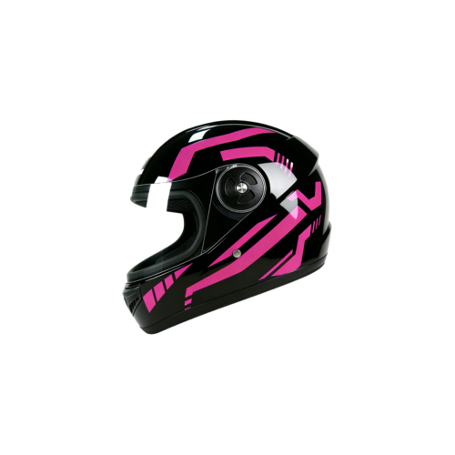 Casco de motocicleta Vrecase Dot con certificación, color negro brillante y rosa, visera HD, diseño mecánico de segunda generación.