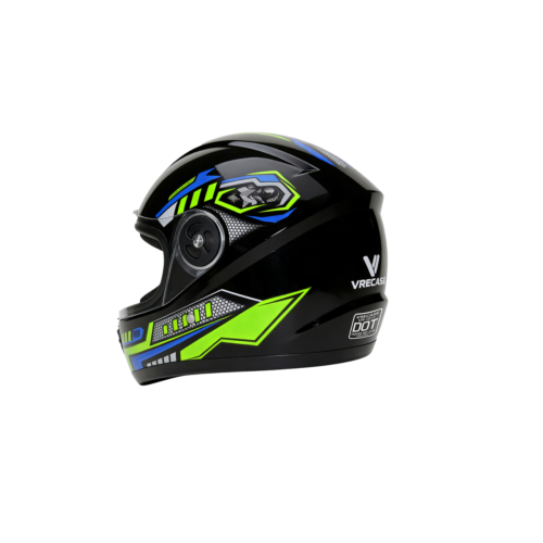 L2 Casco Moto Dot Certificado Vrecase Verde Negro Visor Hd Protector Diseño Mecánico Segunda Generacion.