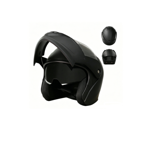 Casco Integral Para Moto VRECASE DOT Abatible Doble Visera Protección Motociclista Negro