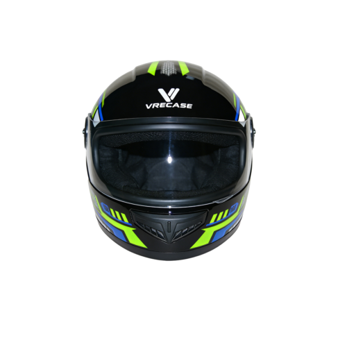 L3 Casco Moto Dot Certificado Vrecase Verde Negro Visor Hd Protector Diseño Mecánico Segunda Generacion.