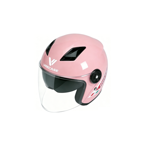Casco Integral VRECASE Certificado DOT con Doble Visor Abatible Rosa Brillante