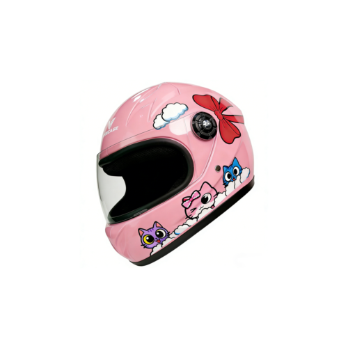 Casco Integral Infantil VRECASE para Niño y Niña con Visor Ajustable Negro Mate/Rosa Brillante