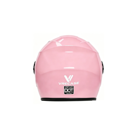 Casco Integral VRECASE Certificado DOT con Doble Visor Abatible Rosa Brillante