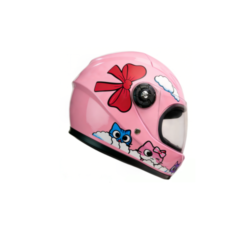 Casco Integral Infantil VRECASE para Niño y Niña con Visor Ajustable Negro Mate/Rosa Brillante