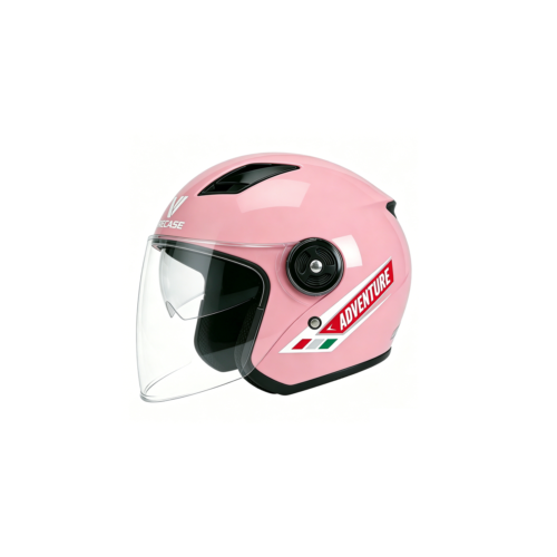 Casco Integral VRECASE Certificado DOT con Doble Visor Abatible Rosa Brillante