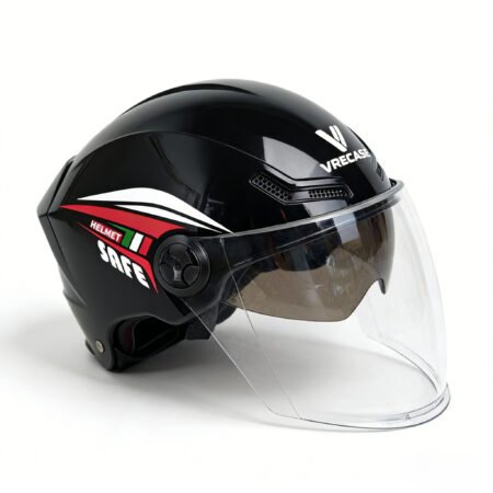 Casco VRECASE negro de verano con visera antirreflejos de doble capa