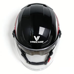 Casco VRECASE negro de verano con visera antirreflejos de doble capa