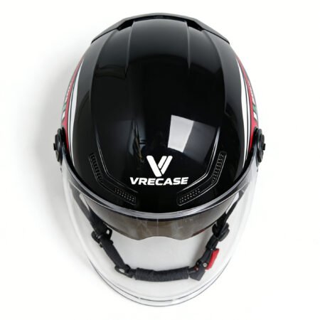 Casco VRECASE negro de verano con visera antirreflejos de doble capa