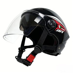 Casco VRECASE negro de verano con visera antirreflejos de doble capa