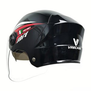 Casco VRECASE negro de verano con visera antirreflejos de doble capa