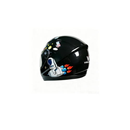 Casco Integral Infantil VRECASE para Niño y Niña con Visor Ajustable Negro Mate/Rosa Brillante