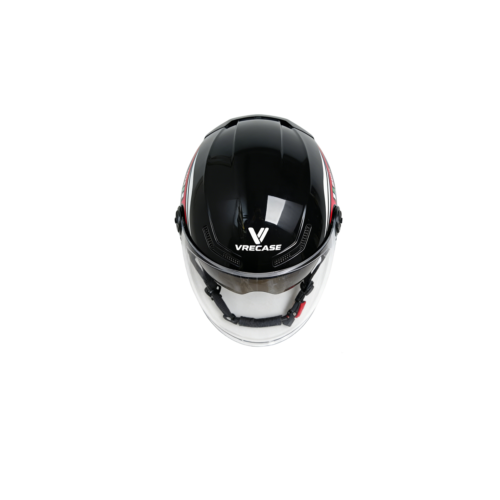 Casco VRECASE negro de verano con visera antirreflejos de doble capa