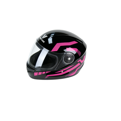 l5 VRECASE Casco DOT Negro Brillante y Rosa con Visor HD
