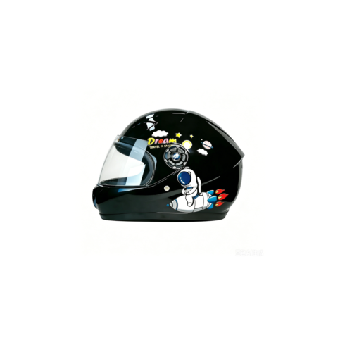 Casco Integral Infantil VRECASE para Niño y Niña con Visor Ajustable Negro Mate/Rosa Brillante