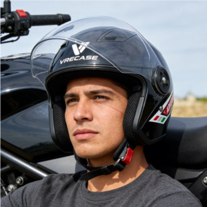Casco Integral VRECASE Certificado DOT con Doble Visor Abatible Negro Mate