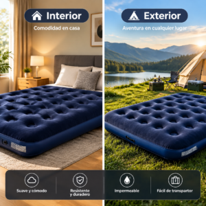 Colchón Inflable Matrimonial 2 Plazas con Almohadas + Bomba Eléctrica