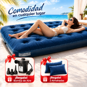重制图首图 Colchón Inflable Matrimonial 2 Plazas con Almohadas + Bomba Eléctrica