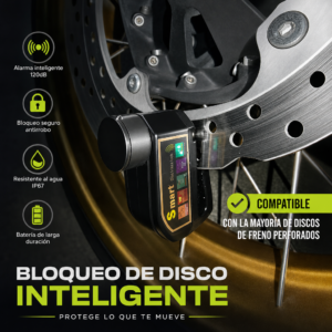 Candado de Disco Moto VRECASE con Alarma 115 dB | Antirrobo Impermeable