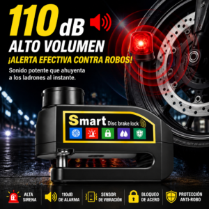 Candado de Disco Moto VRECASE con Alarma 115 dB | Antirrobo Impermeable