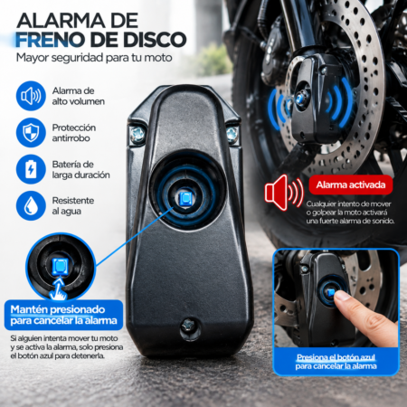 Candado de Disco Moto VRECASE con Alarma 115 dB | Antirrobo Impermeable