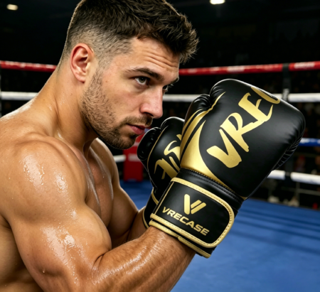 Guantes de Boxeo VRECASE Profesionales con Protector Bucal – Guantes para Box, Kickboxing y Muay Thai 10-14 OZ