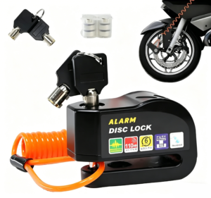 Candado de Disco para Moto VRECASE con Alarma de 115 dB – Antirrobo Impermeable con 2 Llaves y Cable Recordatorio