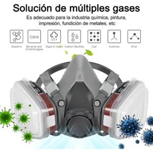 Máscara Respiratoria Reutilizable con Filtros – Mascarilla Antipolvo y Protección contra Gases, Vapores y Partículas