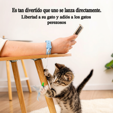 Kit de Juguetes Interactivos para Gato – Collar Láser Morado + Varita de Plumas con Pulsera Verde