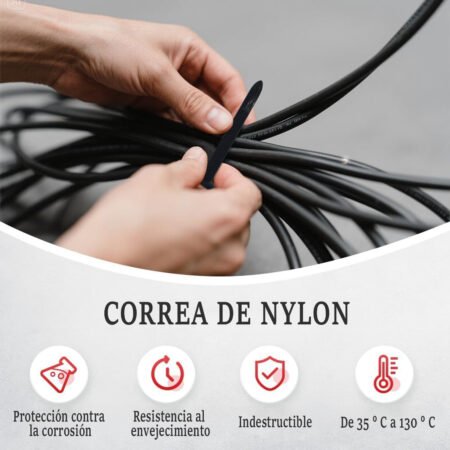 Cinchos de Nylon Negros 50 Piezas – Bridas Multiusos Resistentes para Cableado, Hogar, Jardín y Oficina