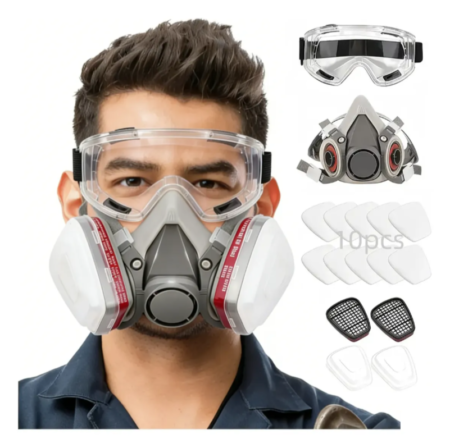 Máscara Respiratoria Reutilizable con Filtros – Mascarilla Antipolvo y Protección contra Gases, Vapores y Partículas