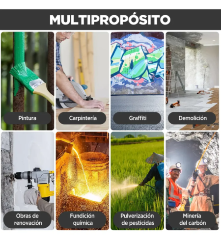 Máscara Respiratoria Reutilizable con Filtros – Mascarilla Antipolvo y Protección contra Gases, Vapores y Partículas