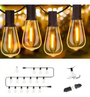 Guirnalda de Luces LED para Exterior 15 m con 25+2 Focos – Luces Impermeables para Jardín, Patio y Terraza