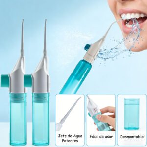 Irrigador Bucal Manual Portátil 2 en 1 (2 Piezas) – Limpiador Dental e Irrigador Nasal para Casa y Viajes