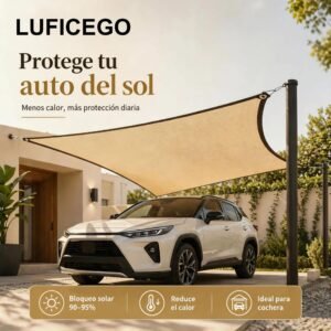 Malla Sombra Beige 4 × 6 m con 90% de Bloqueo UV – Protección Solar para Jardín, Patio y Cochera