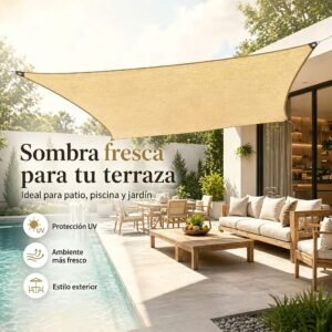 Malla Sombra Beige 4 × 6 m con 90% de Bloqueo UV – Protección Solar para Jardín, Patio y Cochera