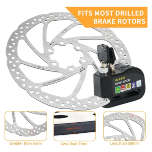 Candado de Disco para Moto VRECASE con Alarma de 115 dB – Antirrobo Impermeable con 2 Llaves y Cable Recordatorio
