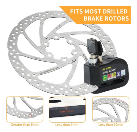 Candado de Disco para Moto VRECASE con Alarma de 115 dB – Antirrobo Impermeable con 2 Llaves y Cable Recordatorio