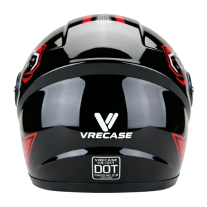 VRECASE Casco Moto DOT Rojo Negro con Visor HD