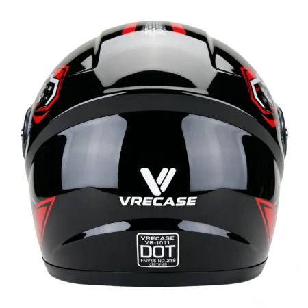 VRECASE Casco Moto DOT Rojo Negro con Visor HD