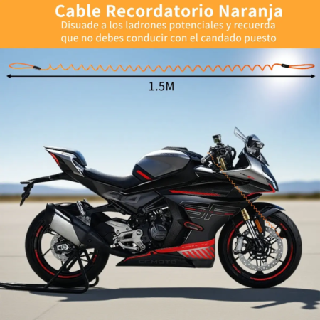 Candado de Disco para Moto VRECASE con Alarma de 115 dB – Antirrobo Impermeable con 2 Llaves y Cable Recordatorio