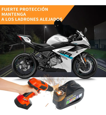 Candado de Disco para Moto VRECASE con Alarma de 115 dB – Antirrobo Impermeable con 2 Llaves y Cable Recordatorio