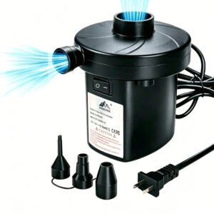 Inflador Eléctrico Portátil para Colchones Inflables, Piscinas, Juguetes, Botes y Vacío de Aire con 3 Boquillas