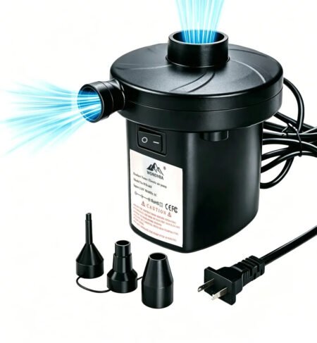 Inflador Eléctrico Portátil para Colchones Inflables, Piscinas, Juguetes, Botes y Vacío de Aire con 3 Boquillas