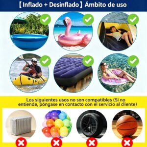 Inflador Eléctrico Portátil para Colchones Inflables, Piscinas, Juguetes, Botes y Vacío de Aire con 3 Boquillas