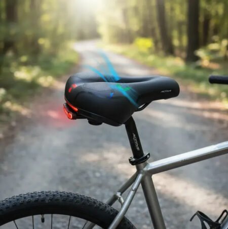Asiento de Bicicleta Ergonómico Impermeable con Luz Trasera USB y Funda para Lluvia | Sillín Cómodo para MTB, Ruta y Bicicleta Urbana