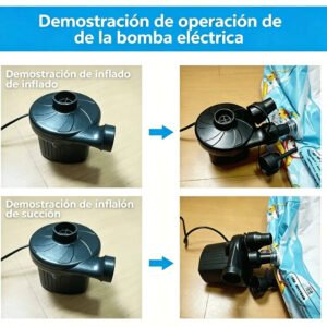 Inflador Eléctrico Portátil para Colchones Inflables, Piscinas, Juguetes, Botes y Vacío de Aire con 3 Boquillas