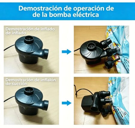 Inflador Eléctrico Portátil para Colchones Inflables, Piscinas, Juguetes, Botes y Vacío de Aire con 3 Boquillas