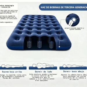Colchón Inflable Matrimonial de 2 Plazas con Almohadas + Bomba de Aire Eléctrica de Regalo – Colchón de Aire para Camping, Viajes y Hogar