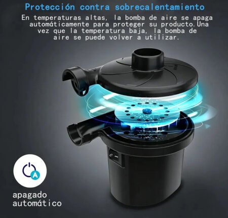Inflador Eléctrico Portátil para Colchones Inflables, Piscinas, Juguetes, Botes y Vacío de Aire con 3 Boquillas